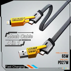 4-in-1 Fast Charging Cable – Type-C & iPhone, Braided Durable Design